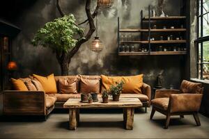 Rustic Coffee Shop Interior Design for Coffee Lovers, Generative Ai photo