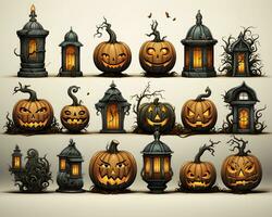 halloween pumpkin 3d object background illustration orange celebration holiday generative Ai. photo