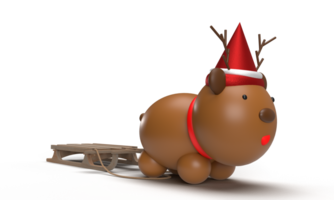 reindeer character cartoon animal icon miserably sledge wooden run walk icon symbol decoration ornament merry christmas xmas happy new year 2024 2023 time calendar winter december.AI Generative png