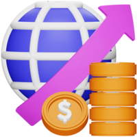 Economy growth 3d rendering isometric icon. png