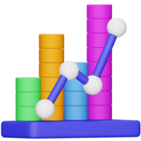 Bar chart 3d rendering isometric icon. png