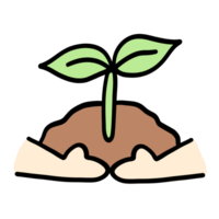 eco amigáveis mão com plantar, eco amigáveis planeta png