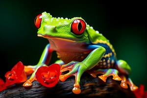 Green tree frog. Generative ai photo