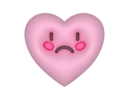 3d triste Rosa fofa coração emoji png