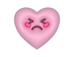 3d testarudo infeliz rosado linda corazón emoji png