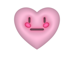 3d rosa carino cuore emoji con no sensazione png