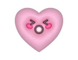 3d skrikande rosa söt hjärta emoji png