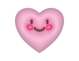 3d souriant mignonne rose cœur emoji png
