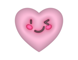 3d Winking Pink Cute Heart Emoji png
