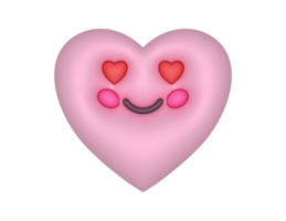 3d rosa söt romantisk hjärta emoji i kärlek png