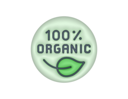 3d Hundred Percent Organic Product Label And Leaf png