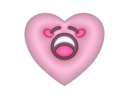 3d sbadigli rosa carino cuore emoji png