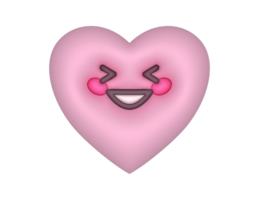 3d skrattande rosa söt hjärta emoji png