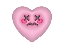 3d Broken Pink Cute Heart Emoji png