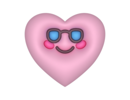 3d Häftigt rosa söt hjärta emoji png