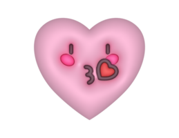 3d baci rosa carino cuore emoji png