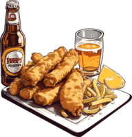 Flavors of the Ocean Highlighting the Mouthwatering Fish and Chips AI generative png