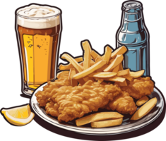 Flavors of the Ocean Highlighting the Mouthwatering Fish and Chips AI generative png