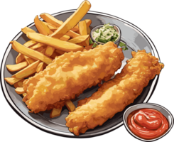 Flavors of the Ocean Highlighting the Mouthwatering Fish and Chips AI generative png