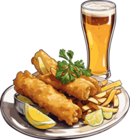 Flavors of the Ocean Highlighting the Mouthwatering Fish and Chips AI generative png