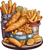 Flavors of the Ocean Highlighting the Mouthwatering Fish and Chips AI generative png