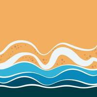 Sea waves sandy shore top view. Summer beach background vector template