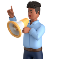3d businessman executive pose and standing with megaphone isolated on transparent background, 3d rendering png