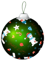 Green Christmas Ball With Snowman png