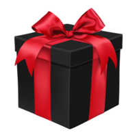 Black Gift Box With Red Bow png