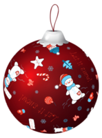 vermelho Natal bola com boneco de neve png