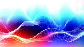 Abstract background with wavy lines in blue and red colors. photo