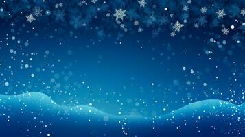 Winter background with snowflakes and stars. Winter snowfall and snowflakes blue background. photo