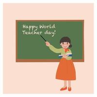 Portrait of woman teacher celebrate world teachers day awarness illustration vector