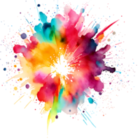 Watercolor Fireworks Splash Texture Element AI Generative png