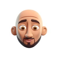 Careca homens 3d render com barba, Careca homens 3d Tiros na Cabeça render do homens isolado em transparente fundo, 3d avatar , humano face desenho animado personagem renderizar, 3d retrato render com não cabelos, generativo ai png