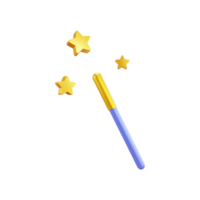 Magia berretto e bastone e stella 3d ui icona png