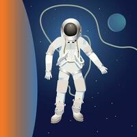 An astronaut in open space on the background of the captivity. Vector. vector