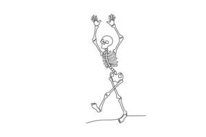 un humano esqueleto caminado terminado mientras levantamiento ambos manos vector