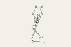 Colored illustration of a terrifying walking human skeleton vector