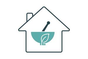 herbal medicine icon. leaves in house. icon related to herbal medicine house, healthy house. Duo tone icon style design. Simple vector design editable