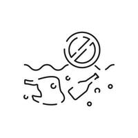 Water pollution icon in line style on white background, Ecology sign for mobile concept and web design, Industrial waste from pipe into sea, Environmental pollution symbol. vector