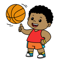 süß Kind Junge abspielen Basketball Karikatur png