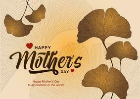 Mother's Day with Ginkgo biloba leaves vector