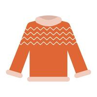 Flat vector cartoon cozy warm sweaters in different colors and shapes. Women's or man knitted clothing on a white background. Christmas and new year.