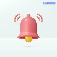 Notification message bell icon symbols. internet message, receive email, sms concept. 3D vector isolated illustration design. Cartoon pastel  style. You can used for design ux, ui, print ad.