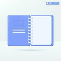 Pocket book blank page icon symbols. journal, Textbook, e-book, diary, Education concept. 3D vector isolated illustration design Cartoon pastel Minimal style. You can used for design ux, ui, print ad