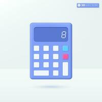 Calculator icon symbols. accounting, finance analytics, budget, math device concept. 3D vector isolated illustration design. Cartoon pastel Minimal style. You can used for design ux, ui, print ad.