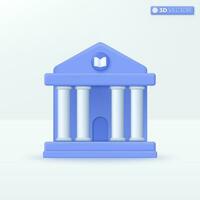 Library Building icon symbols. University, Columns and pillars, International Literacy Day concept. 3D vector isolated illustration design Cartoon pastel Minimal style. For design ux, ui, print ad