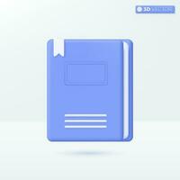 Diary or Book icon symbols. Textbook with bookmark, e-book, magazine, Education concept. 3D vector isolated illustration design. Cartoon pastel Minimal style. You can used for design ux, ui, print ad.