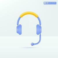 Headphone with microphone icon symbols. operators, call center, communicationt concept. 3D vector isolated illustration design. Cartoon pastel Minimal style. You can used for design ux, ui, print ad.